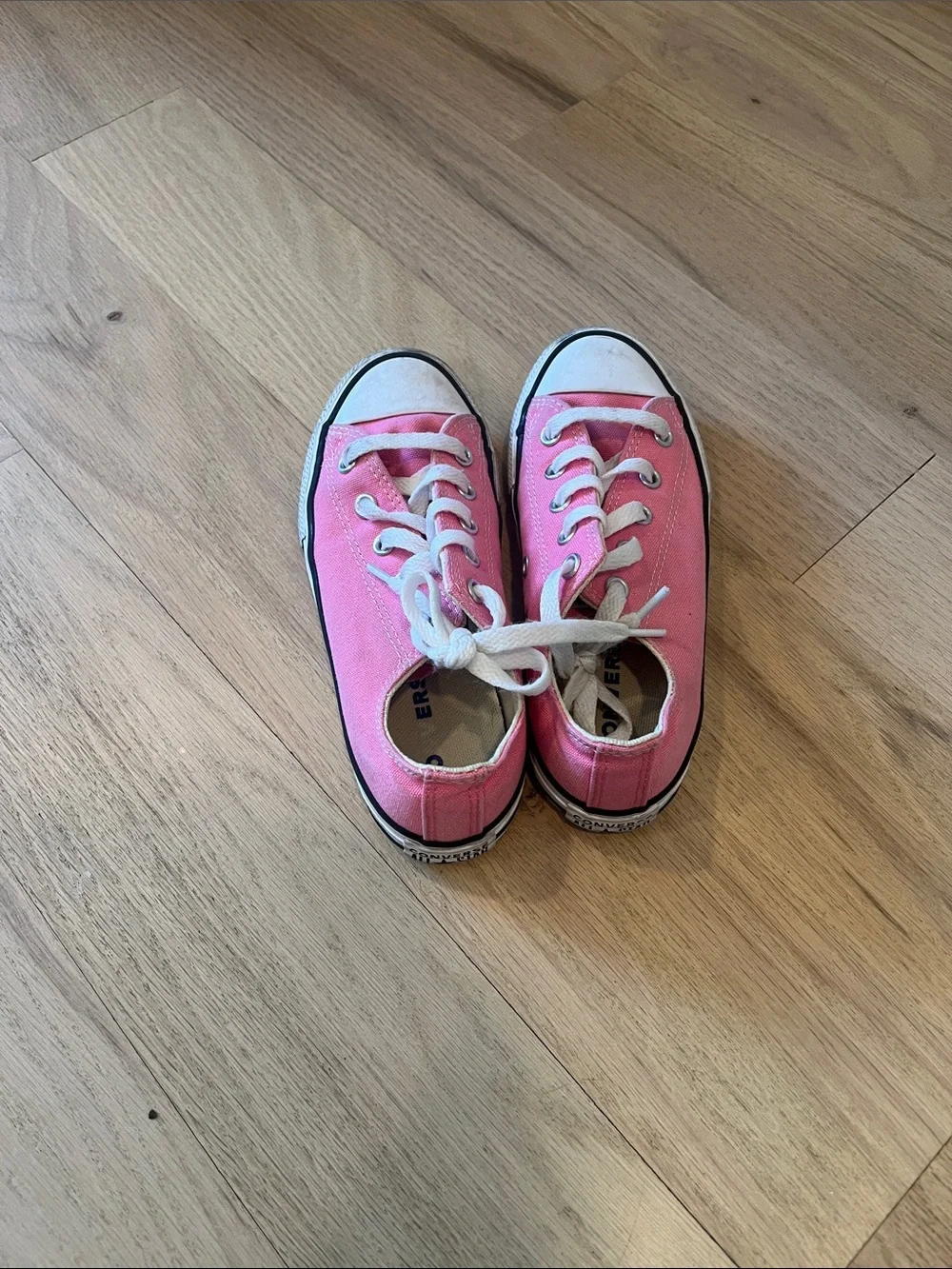 Converse Pink Low-Top Kids Canvas Sneakers with White Accents